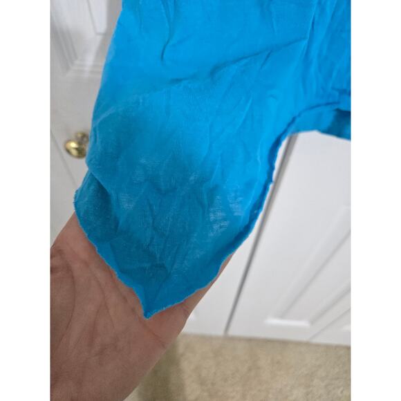 Pleats collection small women's blue dress with 3/4 sleeves - Picture 3 of 7